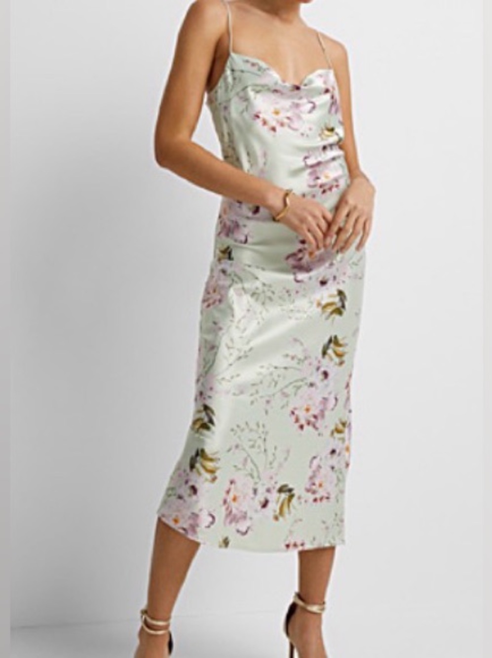 Icône by Simons Floral Slip Dress in Mint with floral print